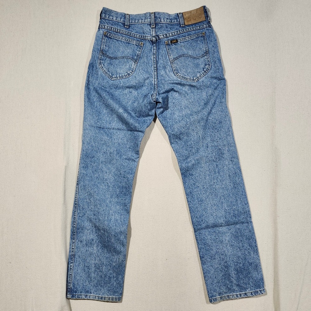 Vintage 90s Lee 200-0257 Acid Wash Jeans Men 32x32 Made in USA Straight Leg Blue